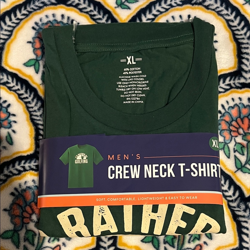 Men’s Crew Neck T Shirt “Lucky Fishing Shirt” XL